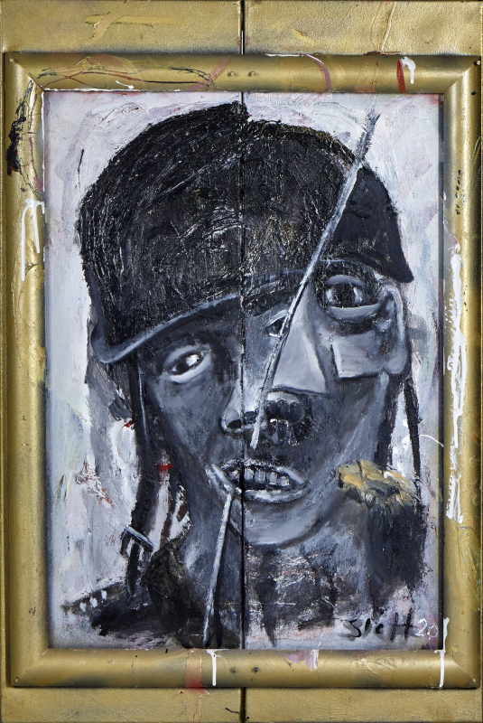 NR.19 "Helm auf - Hirn aus"  | Oliver Sich ca.91x60cm Mixed Media auf Leinwand